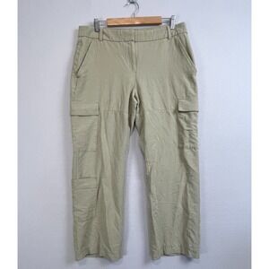 H&M Linen Blend Cargo Pants Womens‎ Size 14 Wide Leg Loose Baggy Relaxed Khaki